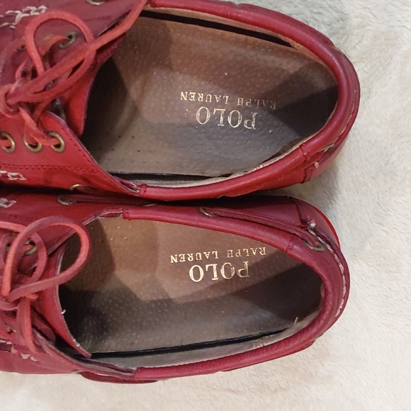 Polo Ralph Lauren Bienne II LU-BTS Mens Red Leather Boat Loafer Shoes Sizs 8.5 D - Picture 5 of 12
